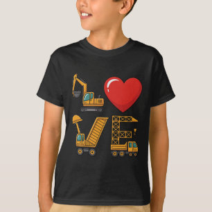 Construction Truck Love Excavator Dump Truck Crane T-Shirt
