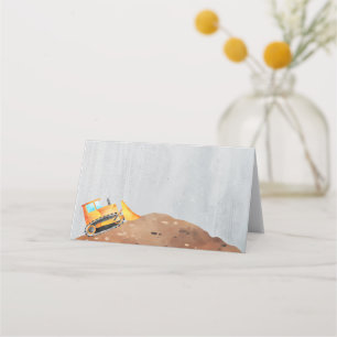 Construction Truck Party Folded Menu Card Labels