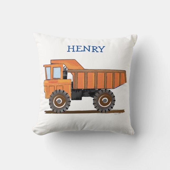 Construction Truck-Personalize Throw Pillow (Front)