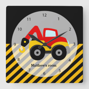 Construction Truck Square Wall Clock