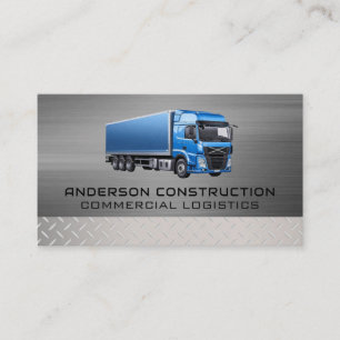 Construction Truck   Steel Metallic Business Card