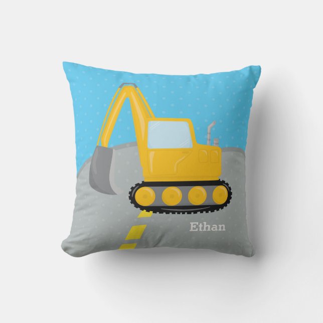 Construction truck throw pillow (Front)