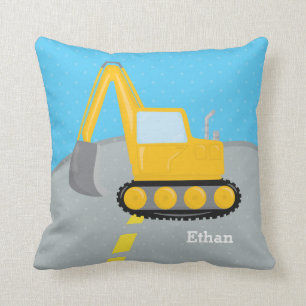 Construction truck throw pillow