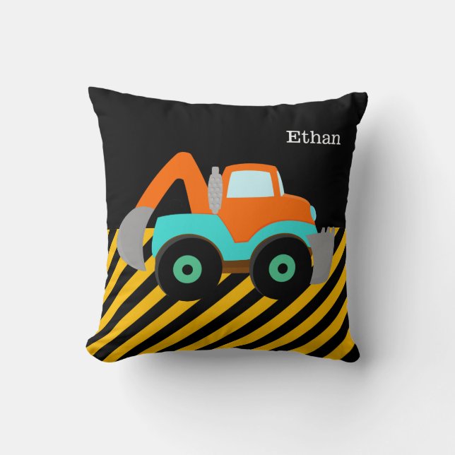 Construction Truck Throw Pillow (Front)