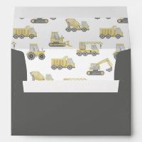 Construction Truck Vehicles Boys Birthday Envelope