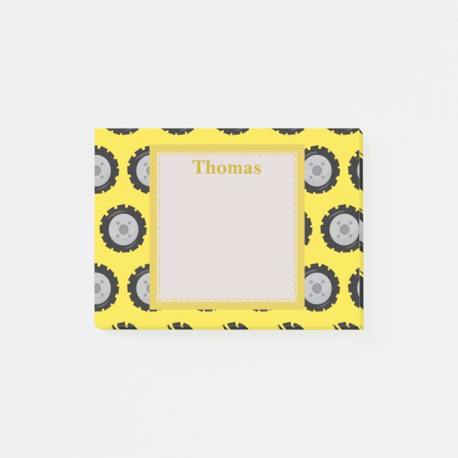 Construction truck wheels post-it notes (Front)