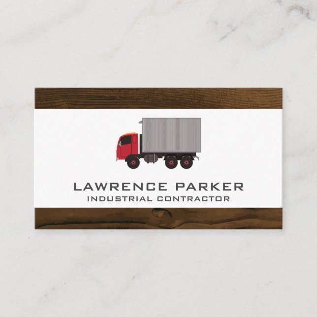 Construction Truck | Wood Trim Business Card (Front)