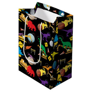 Construction Trucks Astronaut Dinosaurs in Space Medium Gift Bag