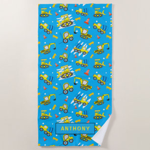 Construction Trucks beach Beach Towel