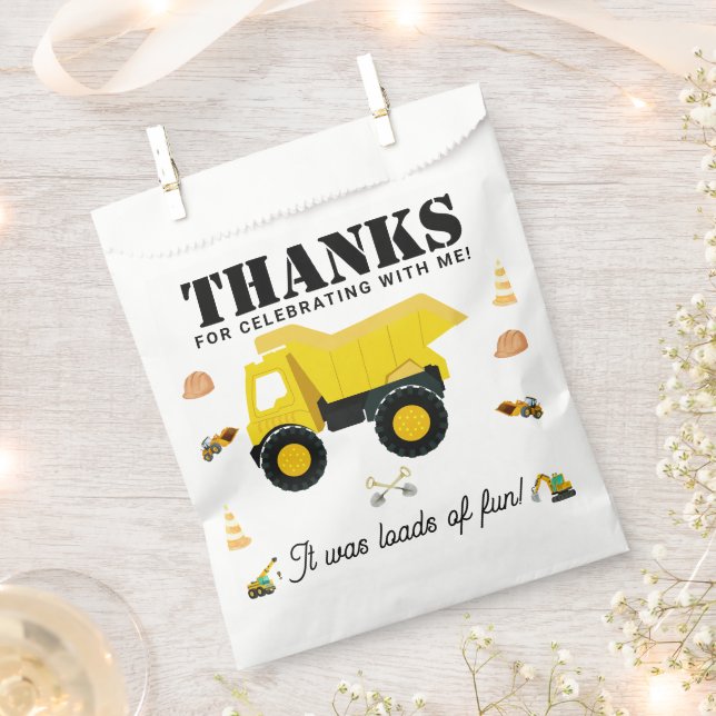 Construction Trucks Birthday Favour Bag (Clipped)