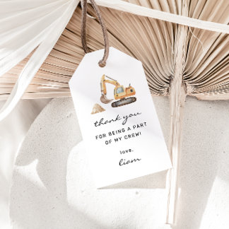 Construction Trucks Birthday Favour Tags