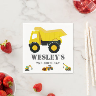 Construction Trucks Birthday Napkin