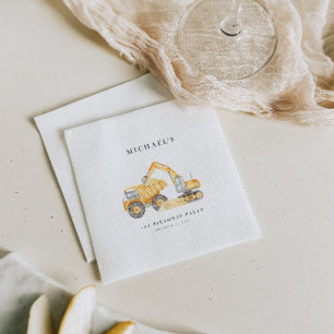 Construction Trucks BIrthday Paper Napkin