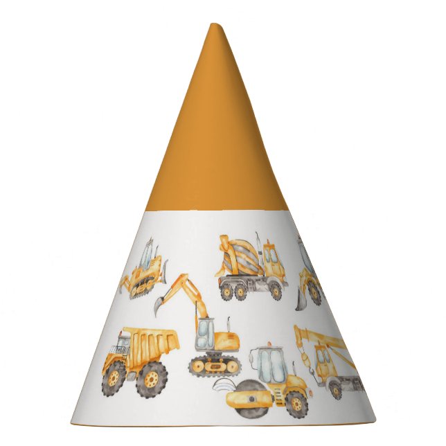 Construction Trucks Birthday Party Party Hat (Right)