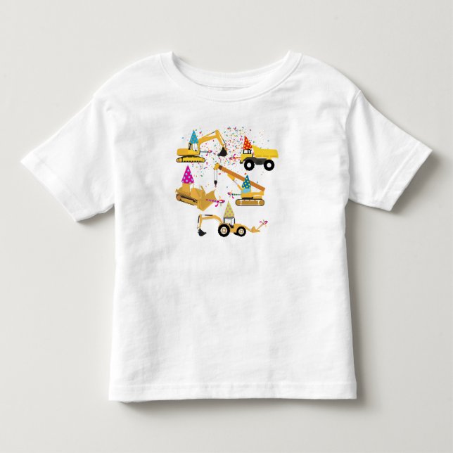 Construction Trucks Birthday Party Pattern Toddler T-shirt (Front)