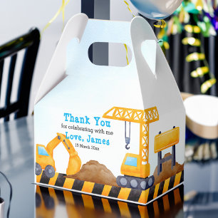 Construction trucks boys birthday party favor box