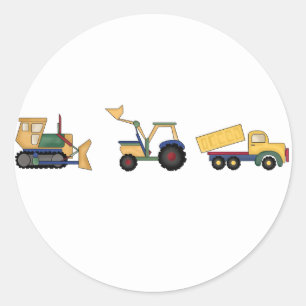Construction Trucks Classic Round Sticker