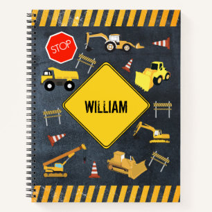 Construction Trucks Heavy Machinery Boy Name Notebook
