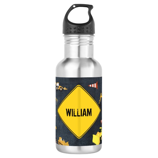 Construction Trucks Heavy Machinery School 532 Ml Water Bottle (Front)