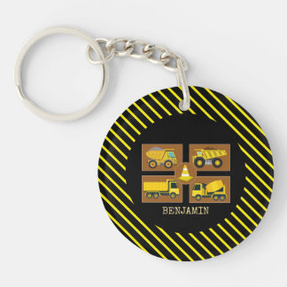 Construction Trucks | Kid Birthday Party Decor Keychain