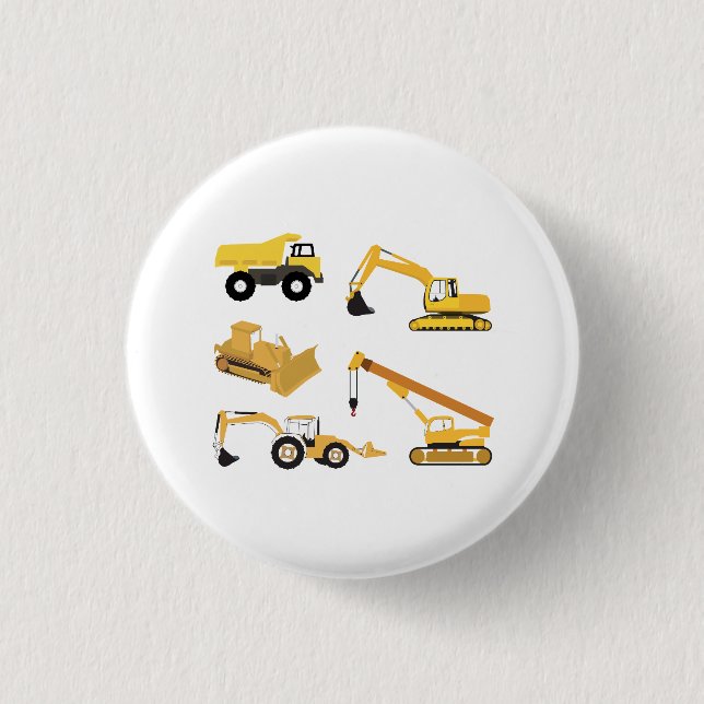 Construction Trucks Kids 1 Inch Round Button (Front)