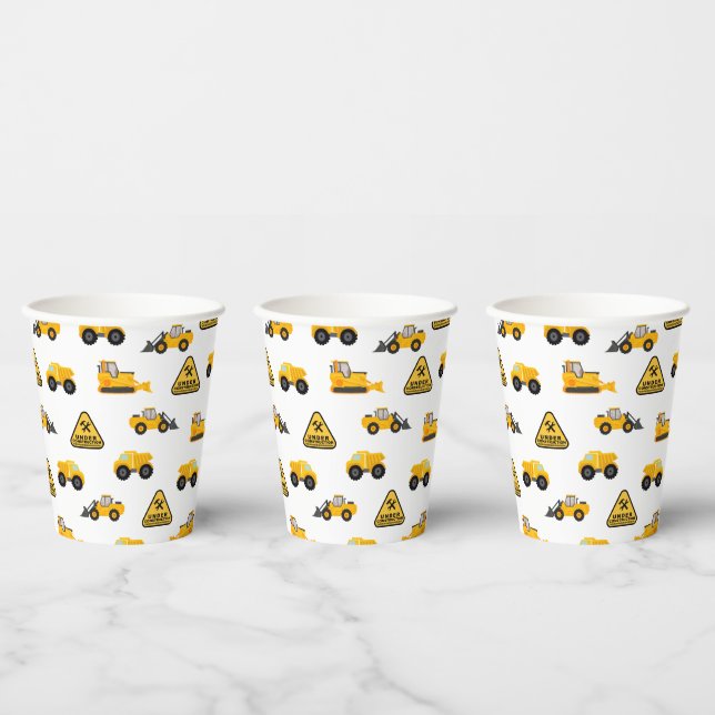 Construction Trucks Kid's Birthday Paper Cups (Multi)