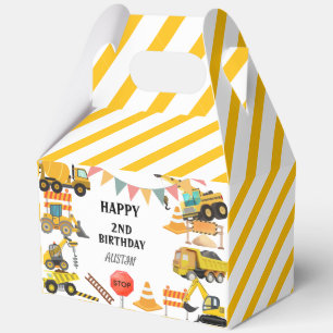 Construction Trucks Kids Birthday Party Favor Box