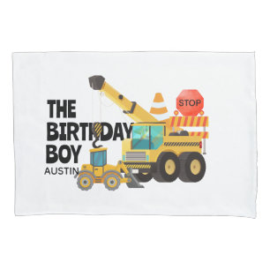 Construction Trucks Kids Birthday Party Pillowcase
