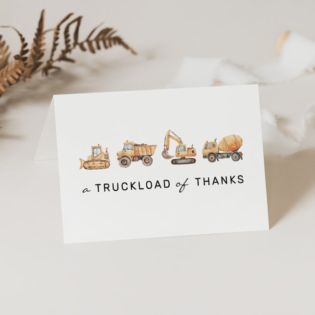 Construction Trucks Modern Birthday Thank You Card (Creator Uploaded)
