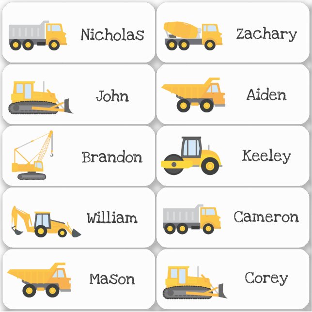 Construction Trucks party favour (Front)