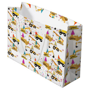 Construction Trucks Party Pattern Large Gift Bag