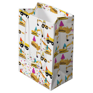 Construction Trucks Party Pattern Medium Gift Bag