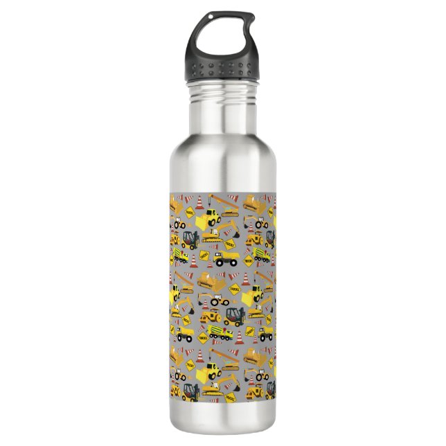 Construction Trucks Pattern 710 Ml Water Bottle (Front)