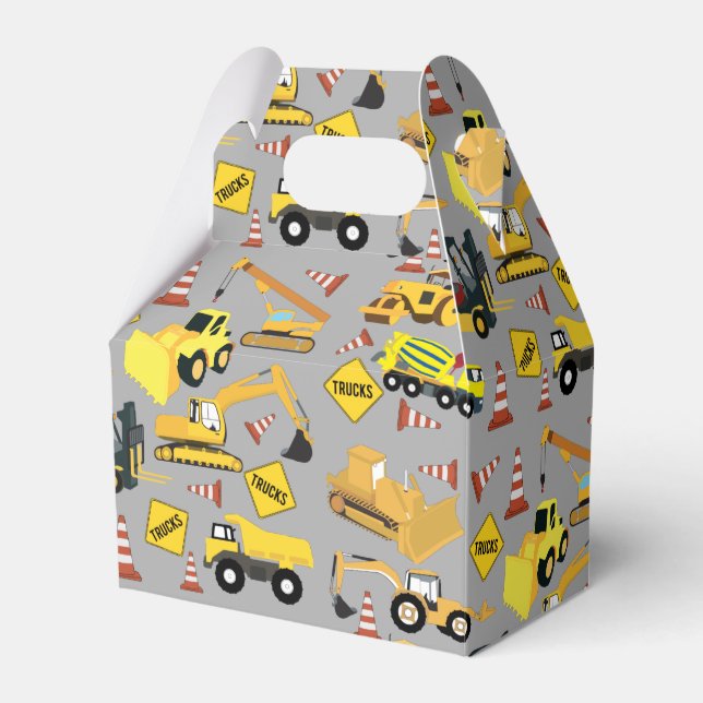 Construction Trucks Pattern Favor Box (Front Side)
