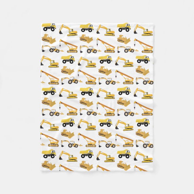 Construction Trucks Pattern Fleece Blanket (Front)