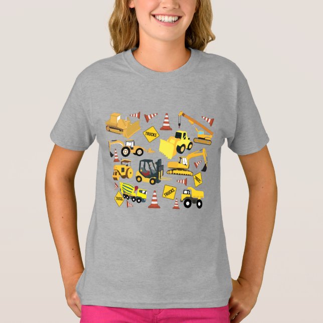 Construction Trucks Pattern T-Shirt (Front)