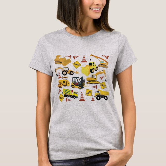 Construction Trucks Pattern T-Shirt (Front)