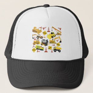 Construction Trucks Pattern Trucker Hat