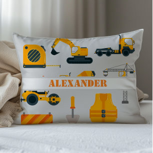 Construction Trucks Personalised Kids Room Cushion