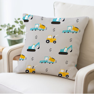 Construction Trucks Pillow, Dump Truck Throw Pillow