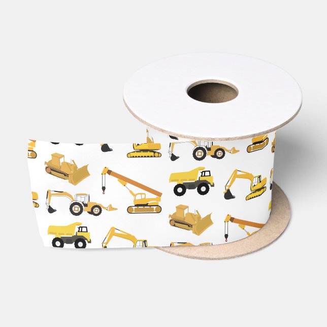 Construction Trucks  Satin Ribbon (Spool)