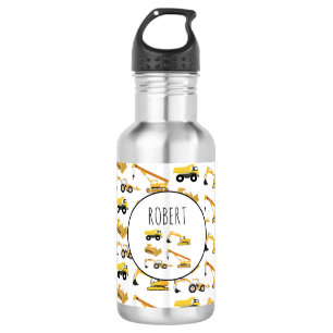 Construction Trucks School Custom Name 532 Ml Water Bottle