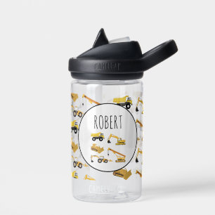 Construction Trucks School Custom Name  Water Bottle