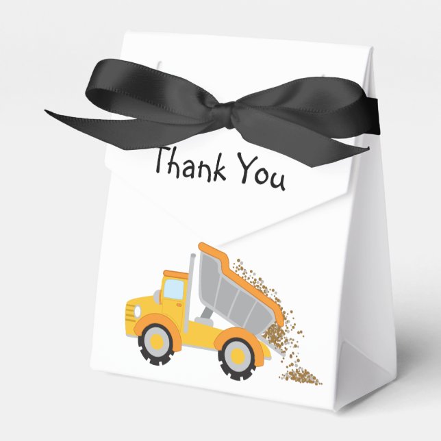 Construction Trucks Simple Thank You Note Idea Favor Box (Front Side)