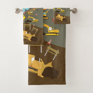 Construction Trucks Site Theme Bath Towel Set