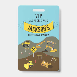 Construction Trucks Site Theme Birthday Party Badge