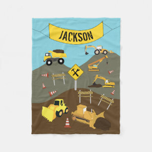 Construction Trucks Site Theme  Fleece Blanket