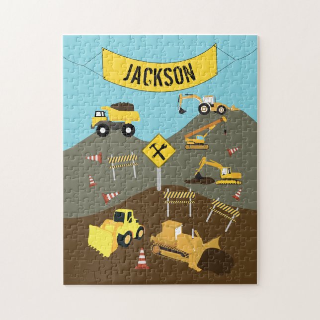 Construction Trucks Site Theme  Jigsaw Puzzle (Vertical)