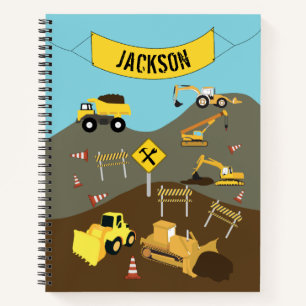 Construction Trucks Site Theme Notebook