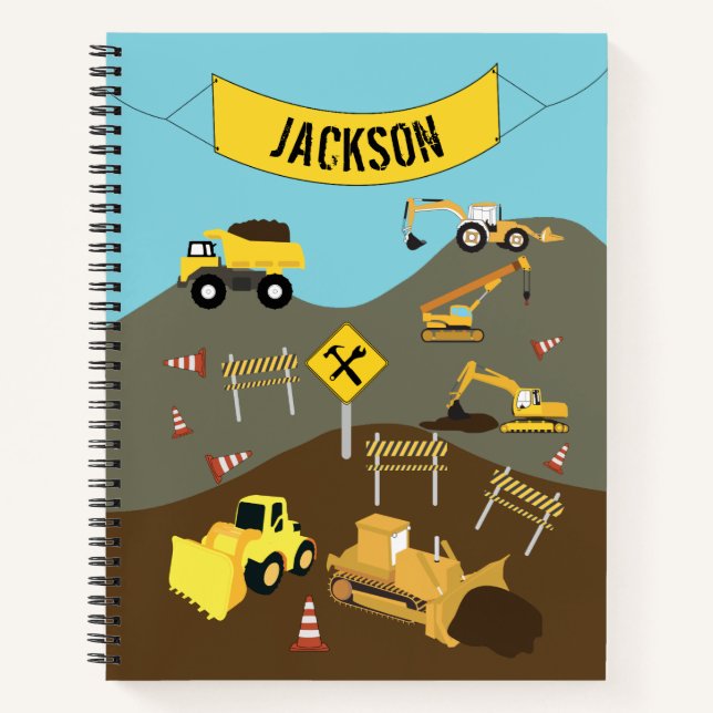 Construction Trucks Site Theme Notebook (Front)